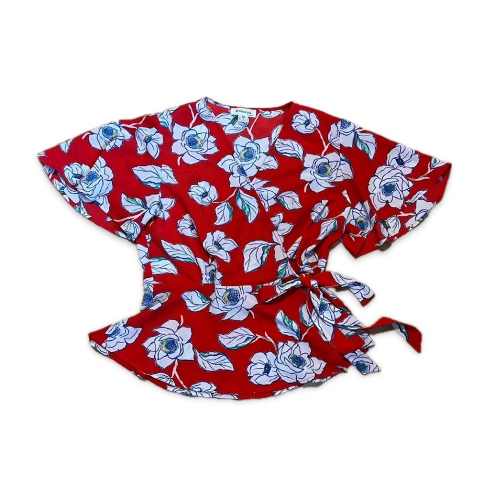 Monteau peplum wrap blouse